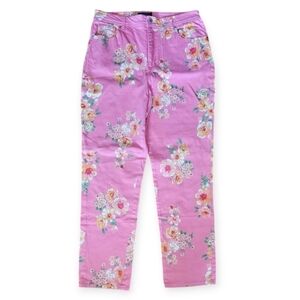Charter Club Floral Pink Classic Stretch Jeans Size 14